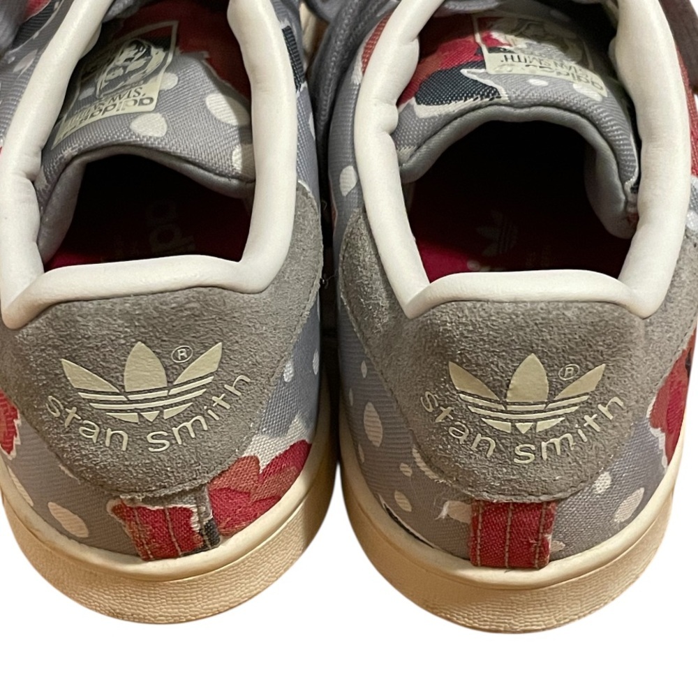 Adidas Stan Smith Floral Art Red and Gray Poppy Sneakers - Picture 3 of 11